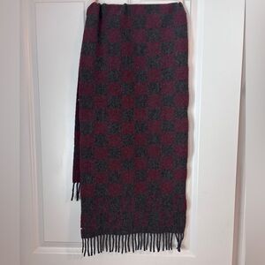 Fendi Burgundy and Gray Checkered Scarf